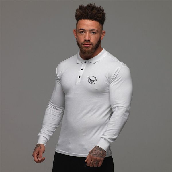 Muscleguys Fashion Brand Brand Рубашка Мужская рубашка с длинным рукавом Slim Fit Boys Colla Colla Poloshirt Повседневная мужская тренажерный зал Sportswear Polo T рубашка 210421