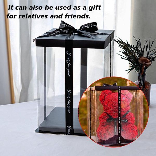 

transparent empty gift box for artificial teddy bear rose flower gifts women plush holiday wrap