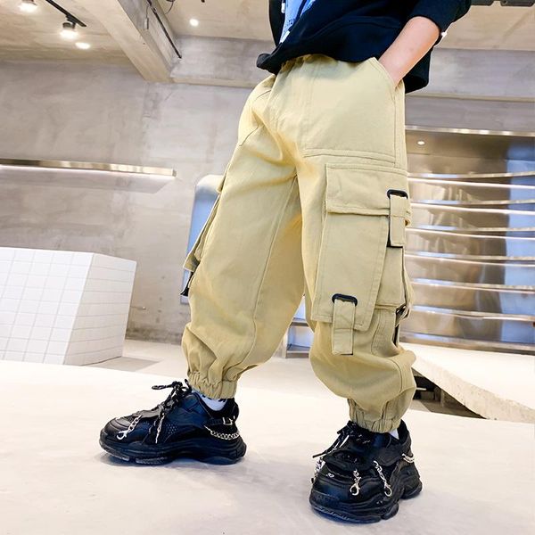 

trousers teen boys pants kids korean casual loose children spring autumn large pockets boy elastic waist bottoms 6 7 8 10y, Blue