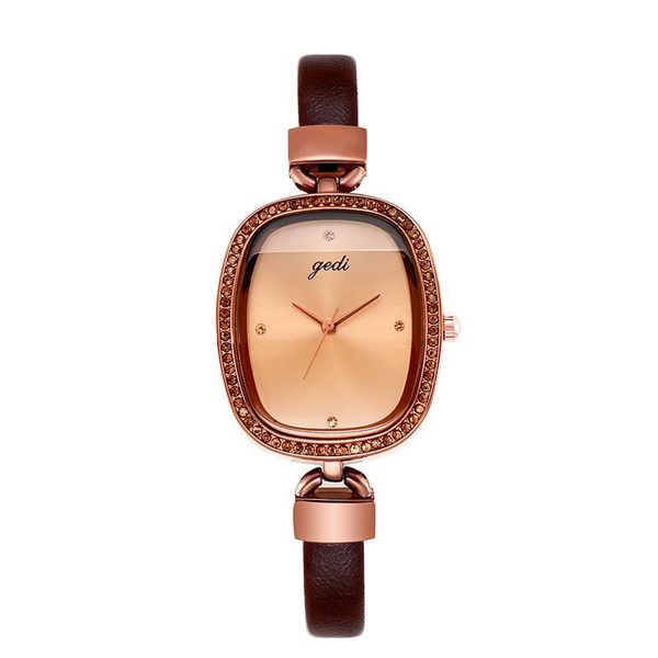 

wristwatches women's watch leather strap round retro elegant simple and versatile student's selling style, Slivery;brown