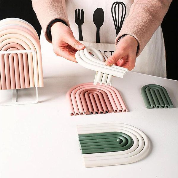 

mats & pads heat insulation table mat anti-skid round resistant silicone drink cup coasters non-slip pot holder placemat