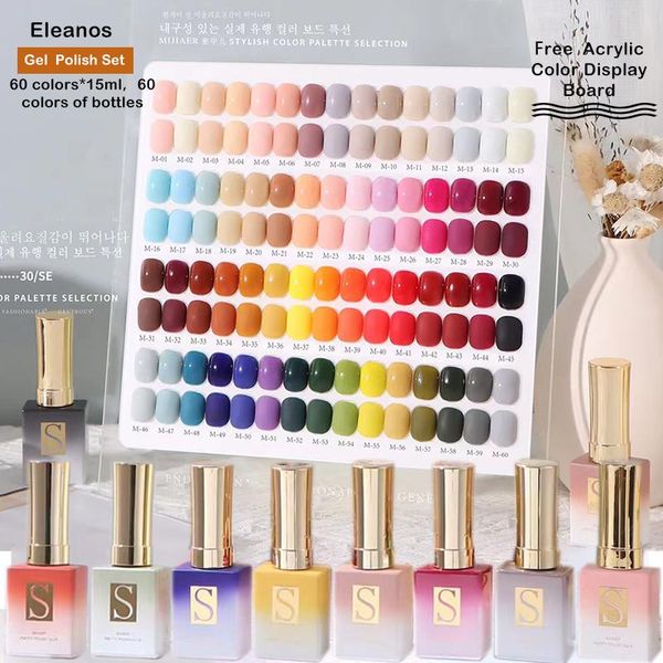 

nail gel eleanos 60 colors polish set with different bottles for art design whole learner kit, Red;pink