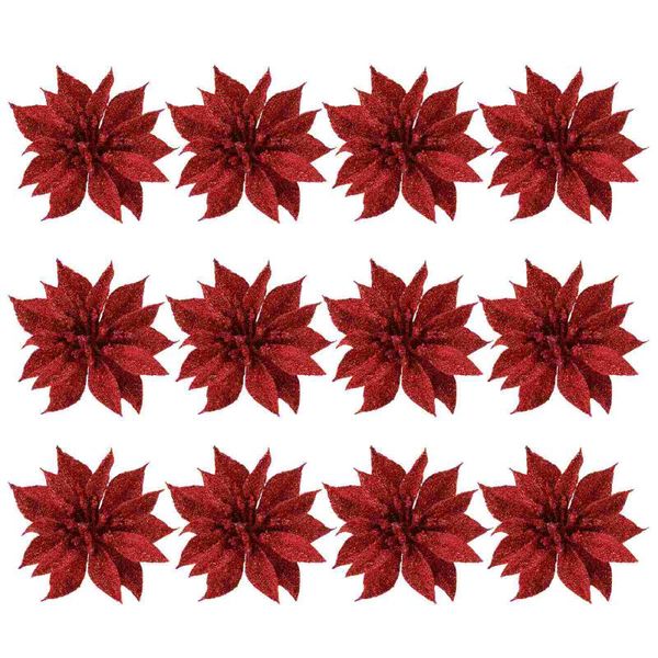 

decorative flowers & wreaths 12pcs christmas simulated flower cloth hanging adornment xmas tree decor
