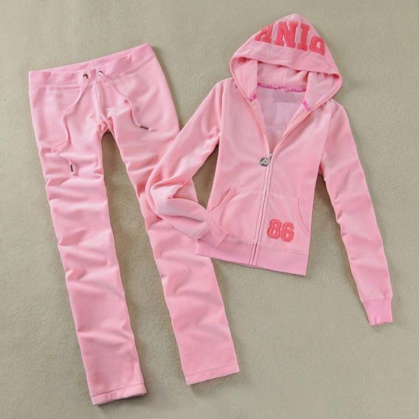 

women's tracksuits spring / fall women's brand velvet fabric velour suit women track hoodies and pants zlc7, Gray