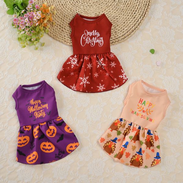 

pet cloth print drs lady skirt dog princs teddy