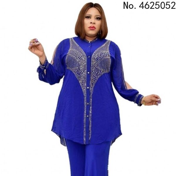 

ethnic clothing african dashiki traditional clothes for women 2 piece set plus size diamond robe africaine pants suit ladies, Red