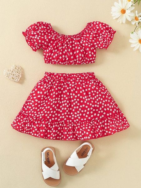 

baby girl ditsy floral & skirt she, White