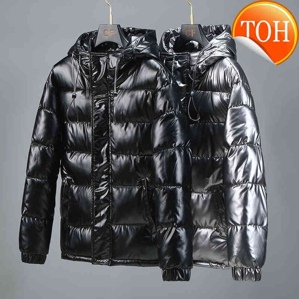 

shiny winter men silver fashion black warm hoodies down jacket parka coat casual baggy outdwear youth male clothing streetwear
