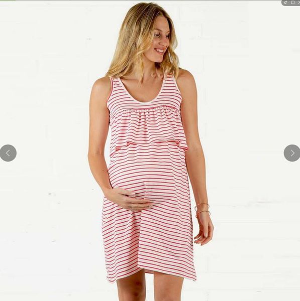 

maternity dresses striped dress summer sleeveless nursing clothes, White