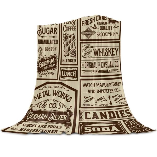 

blankets spaper labels retro coral fleece blanket cover the bed flannel sofa small for kids home textile