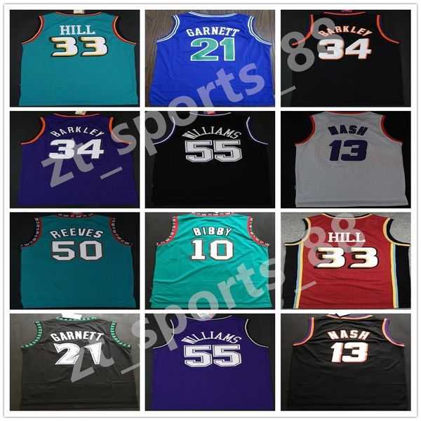 

college basketball jersey charles 34 barkley jerseys grant steve 13 nash kevin 21 garnett 33 hill ason 55 williams mike10 bibby 50 reeves, Black;red