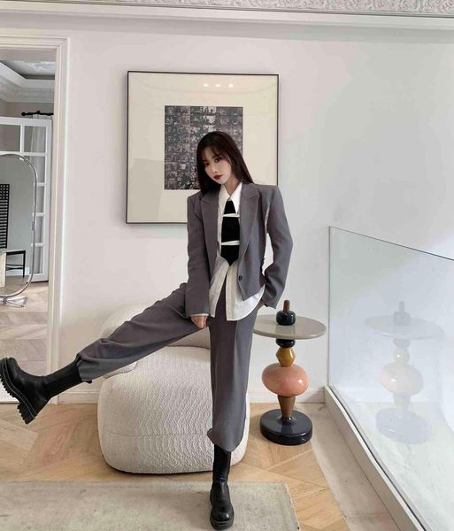 

jeans 2021 women's fashion blazer office waist suits lady defines a195, Blue