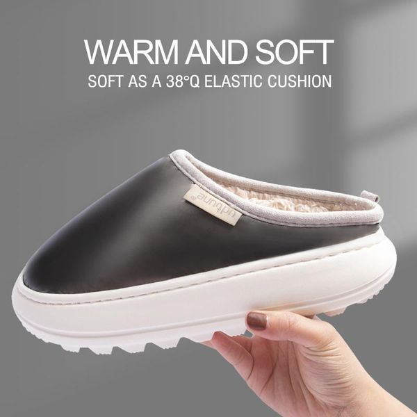 

down warm slippers indoor home women shoes soft plush fur winter 4 cm platform waterproof, Black