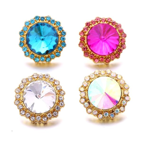 

rhinestone fastener 18mm snap button clasp gold color metal sun charms for snaps lover jewelry findings suppliers snapper