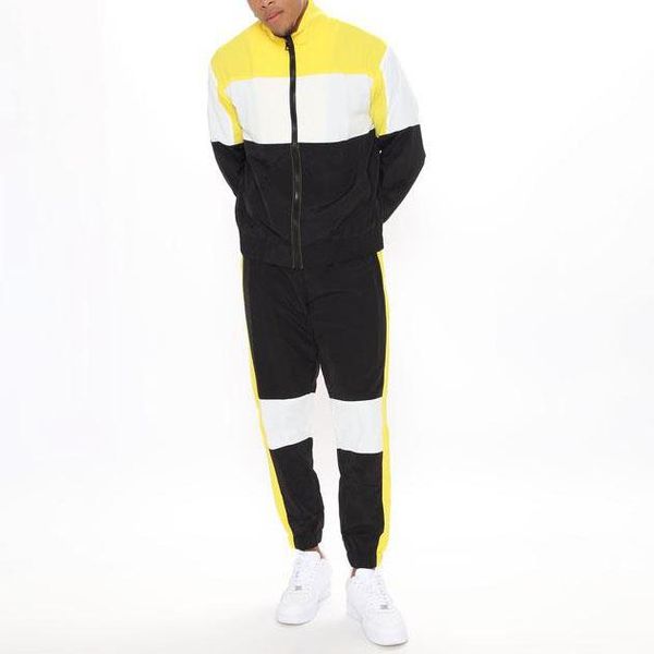 

men's tracksuits factory direct custom logo spring men sweatshirts nylon color block sweatshirt set, Gray