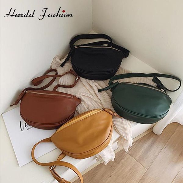 

retro waist bag pu leather fanny pack shoulder ladies solid color women belt multifunctional chest bags