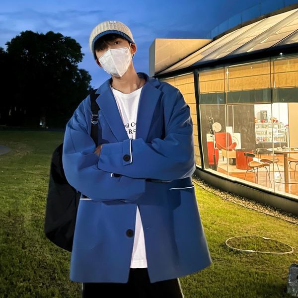 

men's suits & blazers large size formal blazer fashion society mens suit jacket korean loose casual blue/black/beige dress men m-5xl, White;black