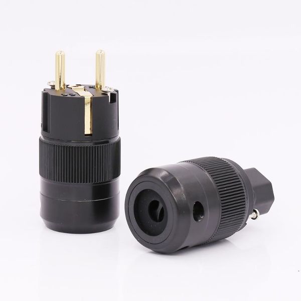 

smart power plugs european unprint high end 24k gold plated schuko ac plug iec connector