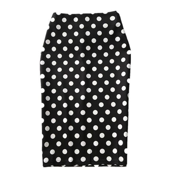 

skirts 2021 summer women ladies short midi skirt office lady pencil for woman polka dot elegant work business female, Black