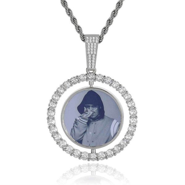 

pendant necklaces hiphop revolving round double sided po memory hip hop po necklace copper, Silver
