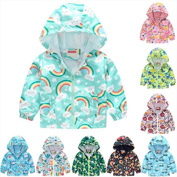 

baby coat boys jackets children hooded zipper windbreaker fashion print infant waterproof hoodies kids clothes, Blue;gray