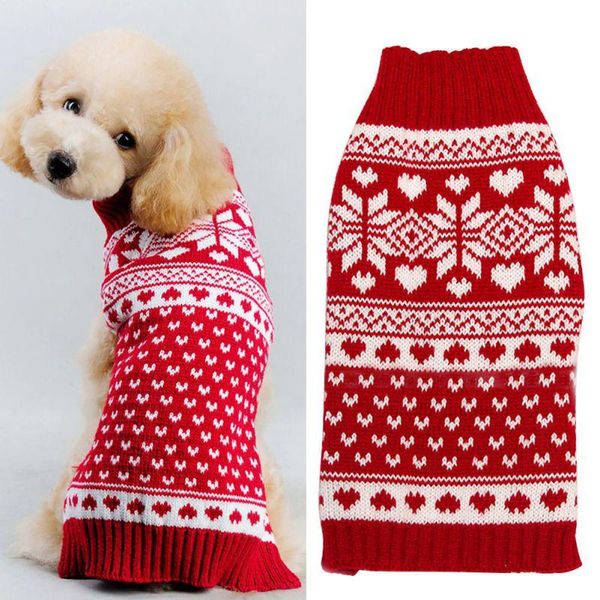 

dog apparel dogs coat lovely red sweater knit pet puppy small winter clothes