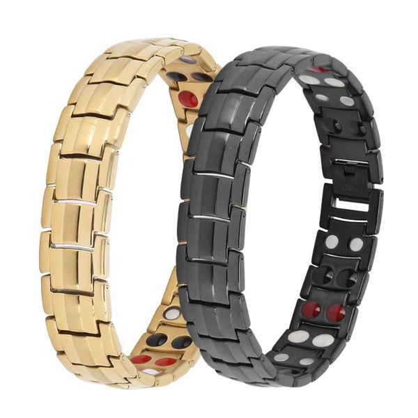 

link, chain men magnetic bracelet fatigue relief reduce pain healthy care help sleep fashion jewelry, Black