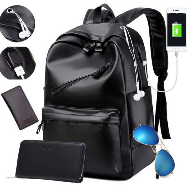 

backpack fashion men men's backpacks for teenager luxury designer pu leather male travel