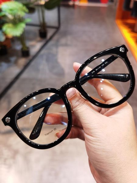 

fashion sunglasses frames jiandan anti-blue light glasses oversize frame for big face men and women retro wild thick pate myopia prescriptio, Black