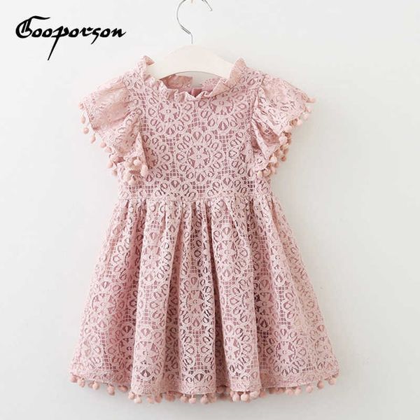 Mädchen Kleid Sommer Kostüm Marke Mädchen Kleidung Spitze und Ball Design Baby Mädchen Kleid Party Kleid für 3-7 Jahre vestidos 210715