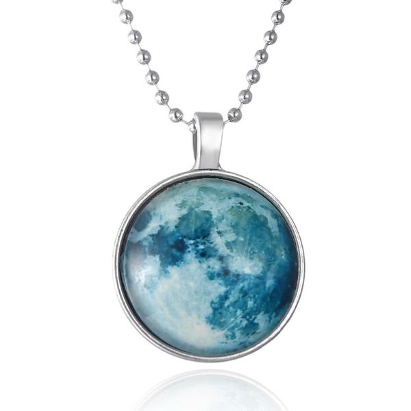 

glow in the dark moon necklace pendant jewelry accessories chain collar round animal for drop nc17y022m8 necklaces, Silver