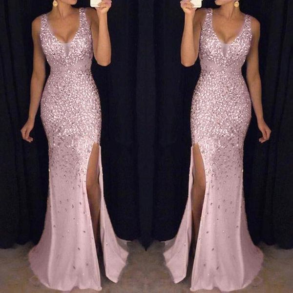 

casual dresses sequin dress women prom party ball gown gold evening bridesmaid neck long elegant vestidos robe paillette femme, Black;gray