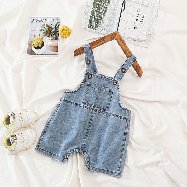 

jumpsuits 73-95cm height 2021 summer baby boys short denim overall fashion style girl pant kids jeans, Blue