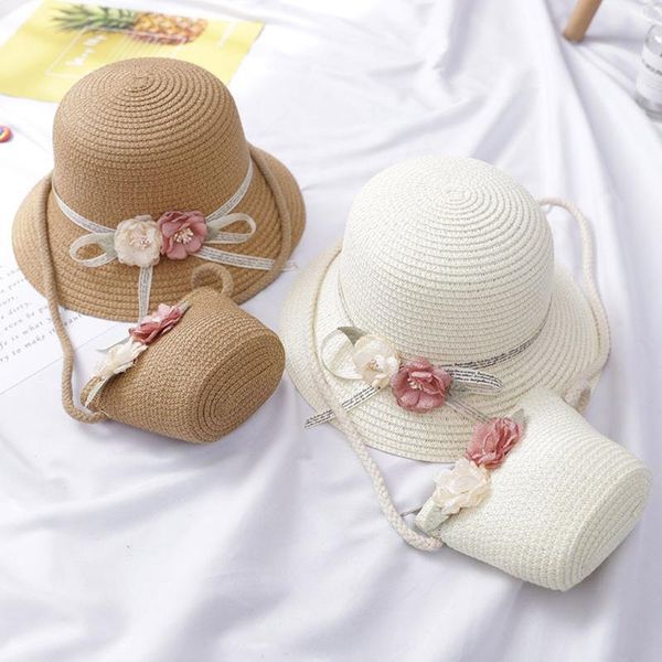 

wide brim hats gorras kids summer straw hat outdoor traveling bowknot beach sun protection anti-uv casual for girls boys, Blue;gray