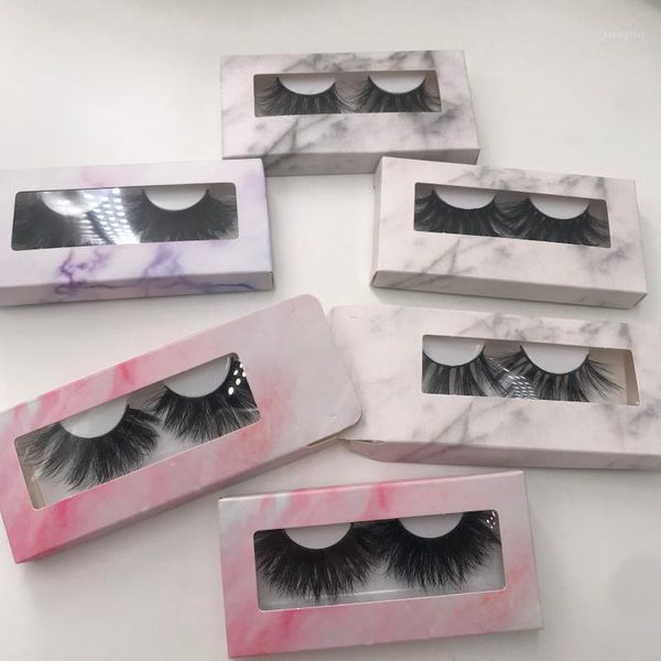 

pairs/lot mink 5d lashes natural regular eyelashes custom marble paper boxes1