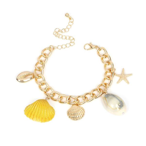 

charm bracelets pulceras para mujer moda star shaped conch shell multi- bracelet for women jewelry summer beach bohemian style, Golden;silver