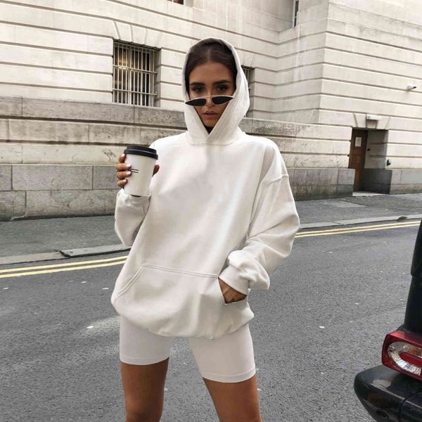 

women's hoodies & sweatshirts pdd97 - women's plain sweater, sports shorts, two-piece suit, Black