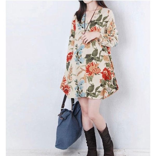 

casual dresses women dress long sleeves vestidos v collar loose printing 2021 america and europe styleyh0003, Black;gray