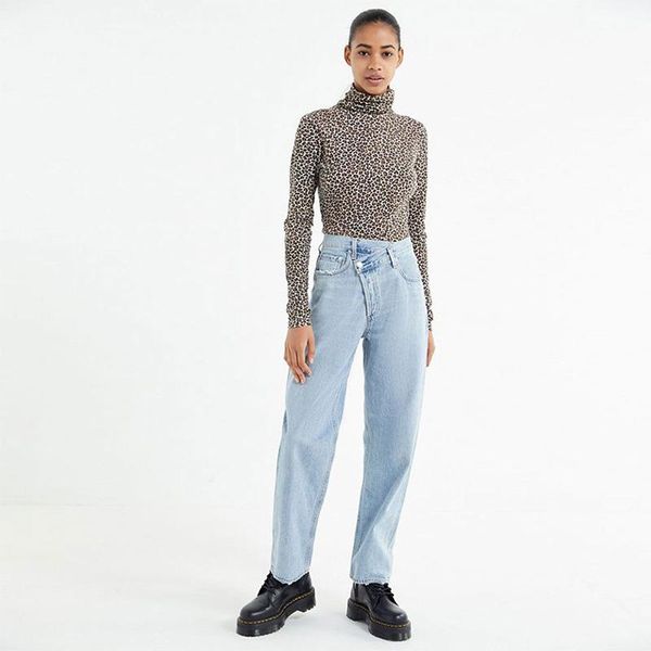 

women's jeans 2021 autumn high street women denim light blue trousers femme pant fashion waisted straight pants