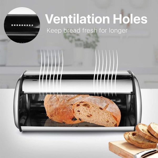 

storage bottles & jars 44*27*18cm bakery food preservation box with sliding lid stainless steel bread bin baking tools kitchen