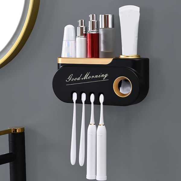 

multi-hanging toothbrush rack bathroom storage punching brush holder automatic toothpaste squeezer dispenser holders