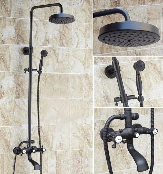 

bathroom shower sets black oil rubbed brass wall mounted rain faucet set bath tub mixer tap lhg107