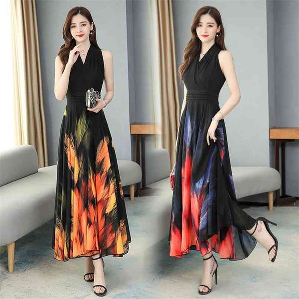 

vintage boho print beach sleeveless midi dress spring summer 4xl plus size runway elegant women bodycon party vestido 210528, Black;gray