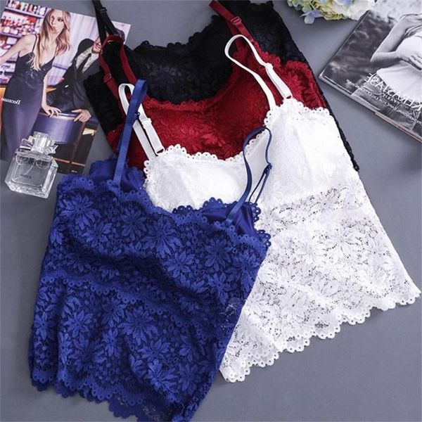 

camisoles & tanks women bra lingerie floral lace bralette padded wireless bras plus size underwear seamless push up, Black;white