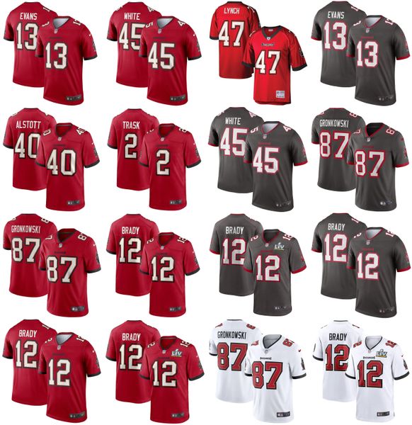 

2021 american football jerseys tampa bay buccaneers jersey tom 12 brady devin 45 white john 47 lynch kyle 2 trask mike 40 alstott rob 87 gro, Black;red