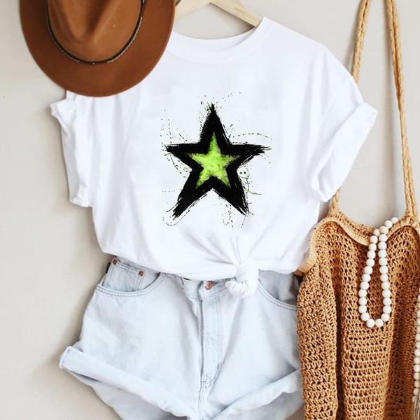 

women's t-shirt women cartoon star love clothing 90s female tshirts clothes summer lady print tee graphic t top, White