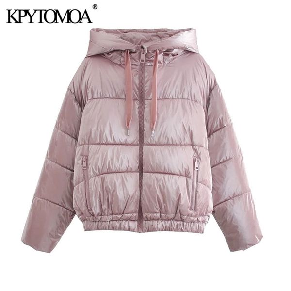 

women fashion thick warm parkas hooded padded jacket coat vintage long sleeve pockets female outerwear chic 210420, Black