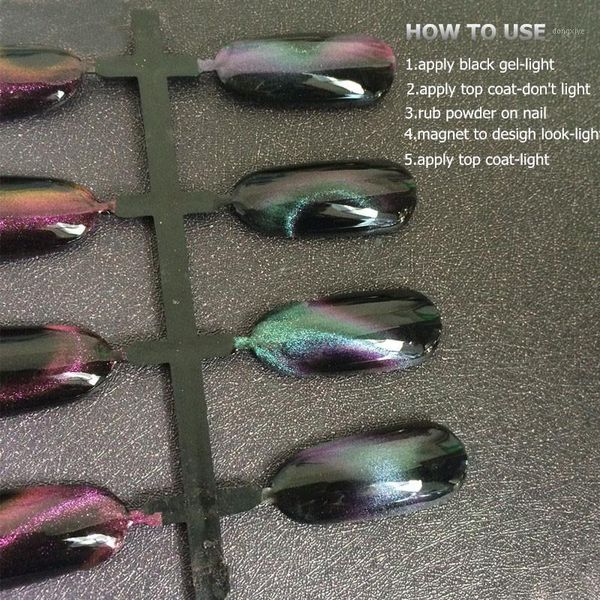 

10g chameleon 3d cat eye magnet powder dust cat's eyes pigment mirror chrome glitter uv gel polish nail art decoration1, Silver;gold