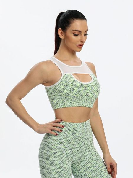 

yoga outfit women set fitness suits vest shockproof bra quick-drying colorful honeycomb exercise running pants sportswear
