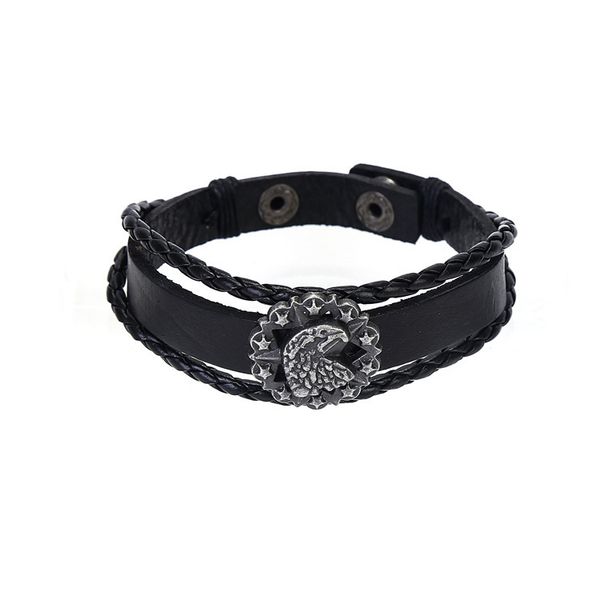 

bracelet fashion leather suit men's hand rope, Golden;silver